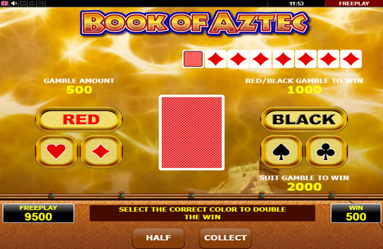 Risk game in slot machine Book of Aztec