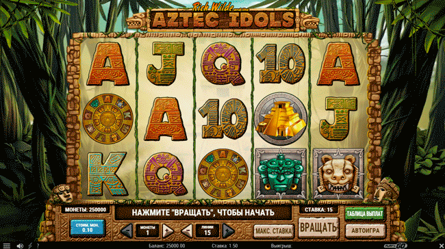 Winning in Rich Wilde and the Aztec Idols slot