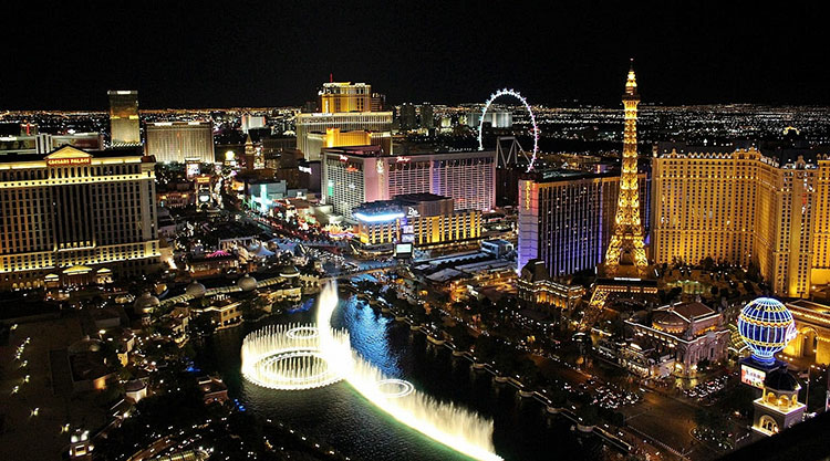 At night, Las Vegas shines with thousands of lights